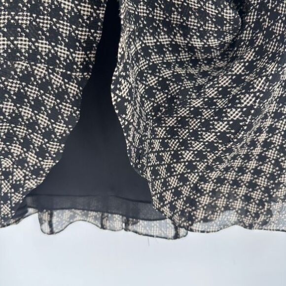 Vintage Y2K Anne Klein Silk Houndstooth Black Knee Length Skirt Size 10‎ Witchy - Picture 6 of 11
